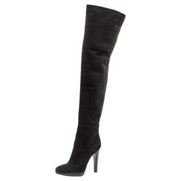 Pre Owned Giuseppe Zanotti Black  Suede Over The Knee Boots Size 37