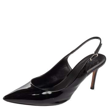 Pre Owned Giuseppe Zanotti Black Patent Leather Slingback Pumps Size 38