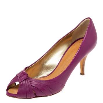 Pre Owned Giuseppe Zanotti Purple Leather Peep Toe Pumps Size 38