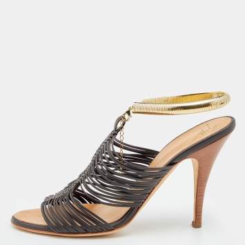 Pre Owned Giuseppe Zanotti Dark Brown Strappy Leather Sandals Size 38