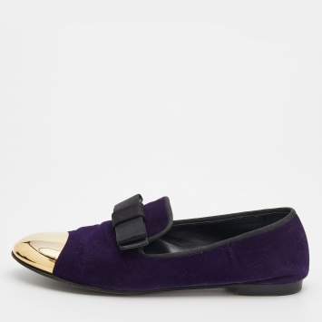 Pre Owned Giuseppe Zanotti Purple Velvet Cap Toe Smoking Slippers Size 39
