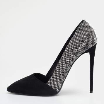 Pre Owned Giuseppe Zanotti Black Studded Suede Pointed Toe Pumps Size 40
