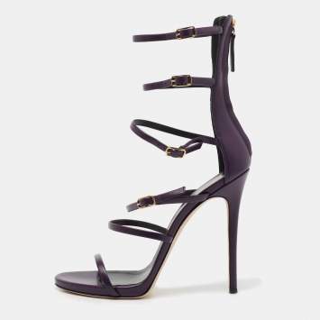 Pre Owned Giuseppe Zanotti Purple Leather Margaret Sandals Size 40