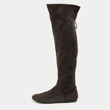 Pre Owned Giuseppe Zanotti Brown Suede Knee Length Boots Size 41