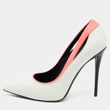Pre Owned Giuseppe Zanotti White/Pink Leather Pointed Toe Pumps Size 40