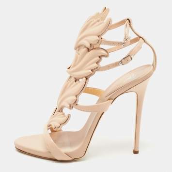 Pre Owned Giuseppe Zanotti Peach Patent Leather Cruel Sandals Size 40