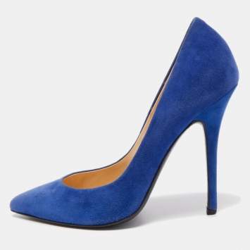Pre Owned Giuseppe Zanotti Blue Suede Pointed Toe Pumps Size 40