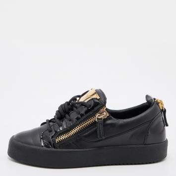 Pre Owned Giuseppe Zanotti Black Leather Gail Low Top Sneakers Size 36