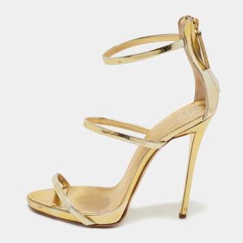 Pre Owned Giuseppe Zanotti Gold Leather Harmony Sandals Size 39