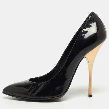 Pre Owned Giuseppe Zanotti Black Leather Pointed Toe Pumps Size 38