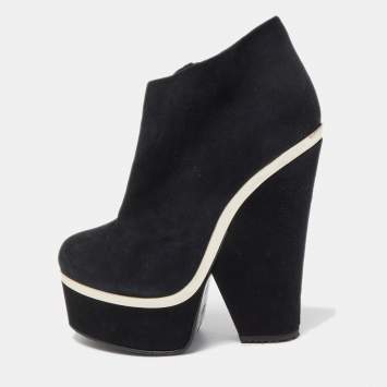 Pre Owned Giuseppe Zanotti Black Suede Gold Detail Ankle Boots Size 38