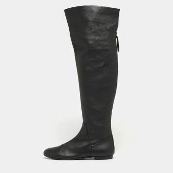 Pre Owned Giuseppe Zanotti Black Leather Knee High Boots Size 38.5