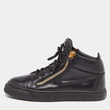 Pre Owned Giuseppe Zanotti Black Leather London High-Top Sneakers Size 37