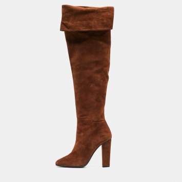 Pre Owned Giuseppe Zanotti Brown Suede Alabama Over The Knee Boots Size 41