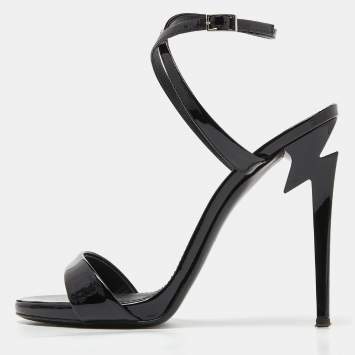 Pre Owned Giuseppe Zanotti Black Patent Leather Slingback Sandals Size 36.5