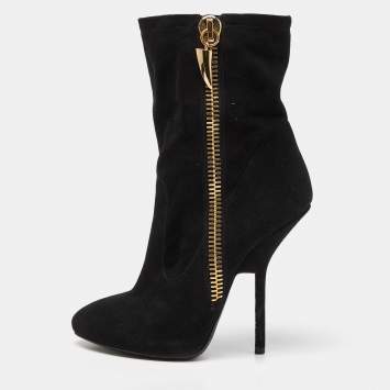 Pre Owned Giuseppe Zanotti Black Suede Ankle Booties Size 38