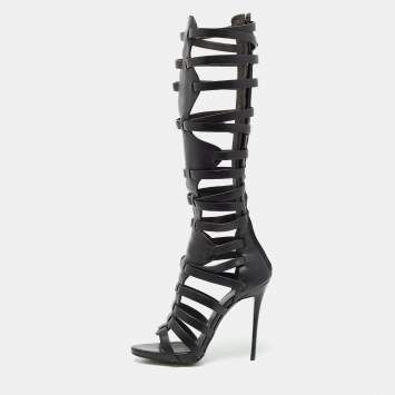 مملوكة مسبقًا Giuseppe Zanotti Black Leather Gladiator Sandals Size 37