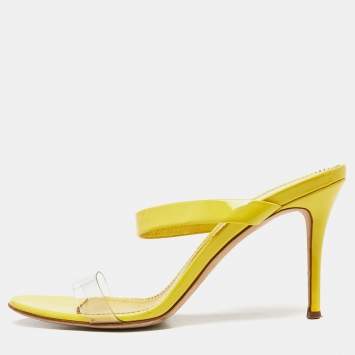 Pre Owned Giuseppe Zanotti Yellow Patent Leather Slide Sandals Size 39