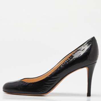 Pre Owned Giuseppe Zanotti Black Patent Leather Round Toe Pumps Size 39