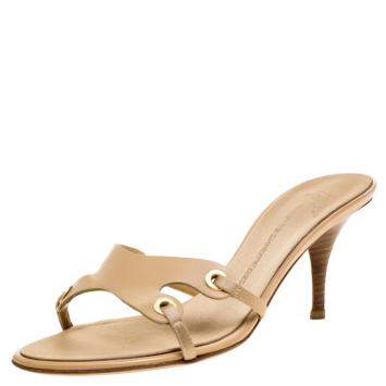Pre Owned Giuseppe Zanotti Beige Leather Slides Size 39