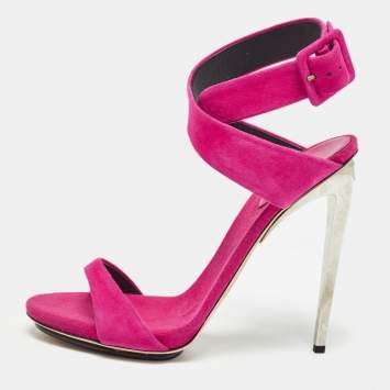 Pre Owned Giuseppe Zanotti Pink Suede Ankle Strap Sandals Size 40