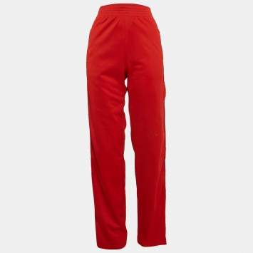 Pre Owned Givenchy Red Logo Print Jersey Trackpants M