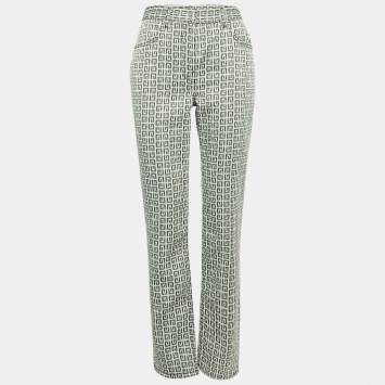 Pre Owned Givenchy Black/White Monogram Jacquard Jeans M Waist 30"
