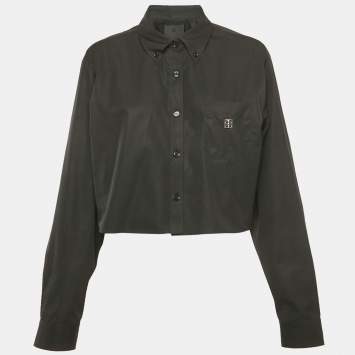 Pre Owned Givenchy Black Poplin Crop Shirt M