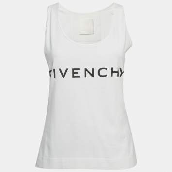 Pre Owned Givenchy White Logo Print Jersey Tank Top M