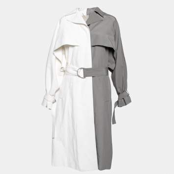 Pre Owned Givenchy Two-Toned Cotton Oversized Belted Trench Coat M