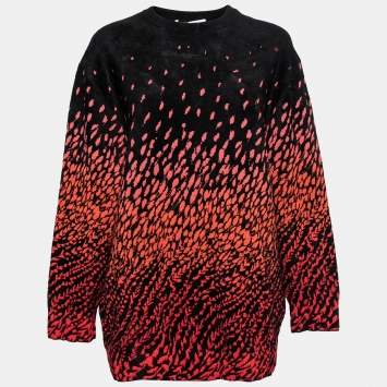 Pre Owned Givenchy Red and Black Knit Crewneck Pullover Sweater M