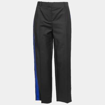 Pre Owned Givenchy Black Mohair Wool Side-Band Detail Trousers M