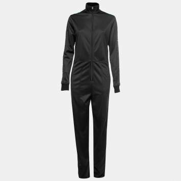 Pre Owned Givenchy Black Neoprene Logo Band Detail Jumpsuit M