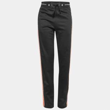 Pre Owned Givenchy Black Knit Side-Stripe Logo Track Pants M