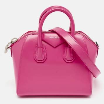 Pre Owned Givenchy Neon Pink Leather Mini Antigona Satchel