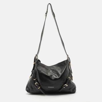 Pre Owned Givenchy Black Leather Medium Voyou Shoulder Bag