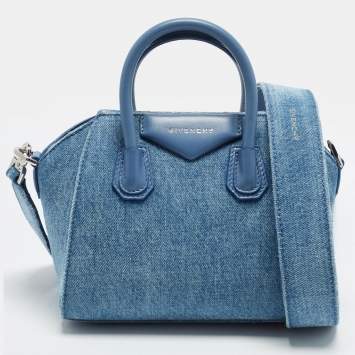 مملوكة مسبقًا Givenchy Antigona Light Blue Denim and Leather Satchel