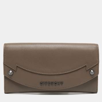 Pre Owned Givenchy Brown Leather Flap Continental Wallet