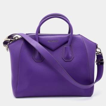 Pre Owned Givenchy Purple Leather Medium Antigona Satchel 