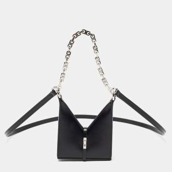 Pre Owned Givenchy Black Leather Micro Cut Out Bag