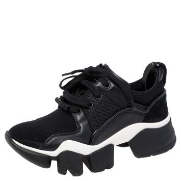 Pre Owned Givenchy Black Neoprene and Suede Jaw Low Top Sneakers Size 36