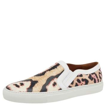 Pre Owned Givenchy Beige Leopard Print Leather Skate Basse New Sneakers Size 41