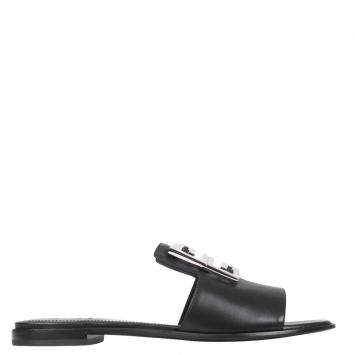 Pre Owned Givenchy Black Leather 4G Sandals Size IT 40