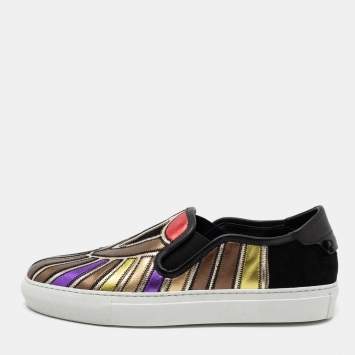 Pre Owned Givenchy Multicolored Leather Street Noedus Slip on Sneakers  Size 36.5