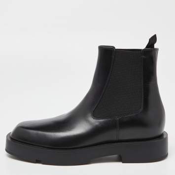 Pre Owned Givenchy Black Leather Ankle Length Boots Size 37.5