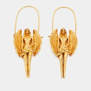 Pre Owned Givenchy Virgo Zodiac Gold Tone Drop Earrings