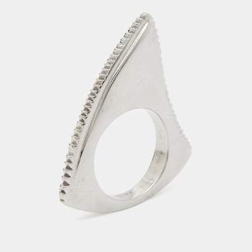 Pre Owned Givenchy Shark Tooth Silver Tone Ring Size 52