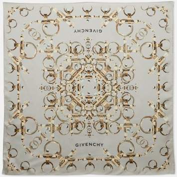 Pre Owned Givenchy Light Blue Printed Silk Square Scarf 