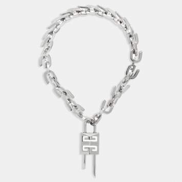 Pre Owned Givenchy - G Link Lock Silver Tone Necklace
