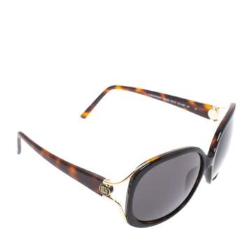 Pre Owned Givenchy Black & Havana/ Grey SGV762 Oversized Sunglasses